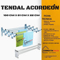 Tendedero De Ropa Acordeon de pared 100X61X22 cm