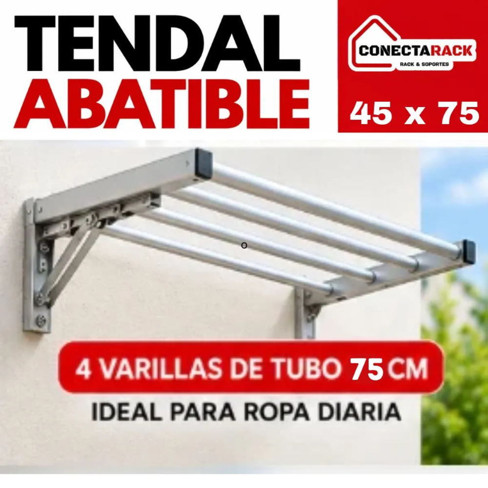 Tendal abatible de alumino conectarack 75 cm x 45 cm 4 varillas