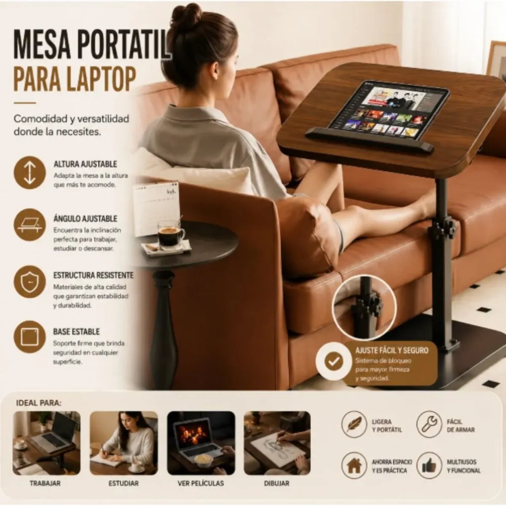 Mesa Multifuncion de Melamine PORTA LAPTOP