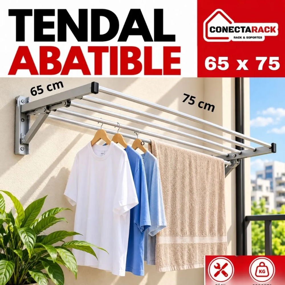 Tendal abatible de alumino conectarack 75 cm x 65 cm 5 varillas