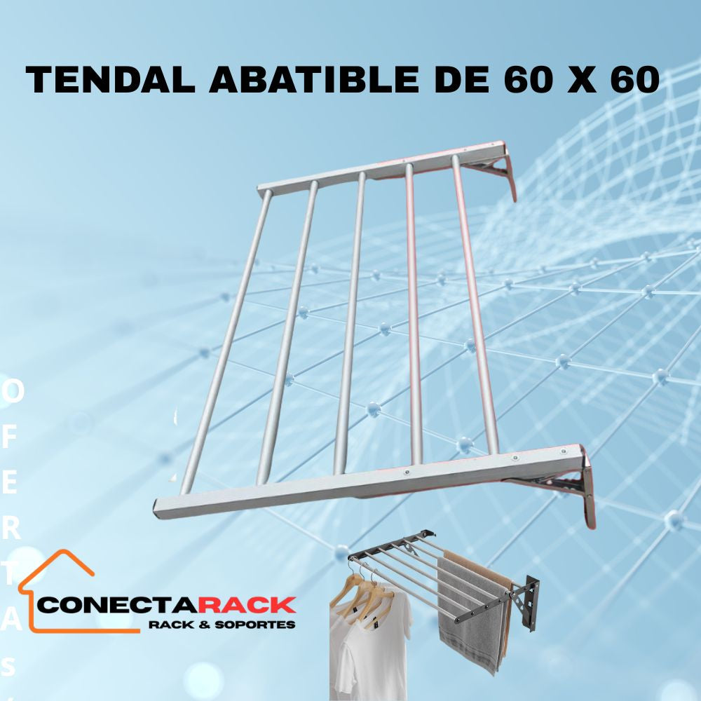 Tendedero Abatible de 60 cm x 60 xm aluminio de alta calidad.