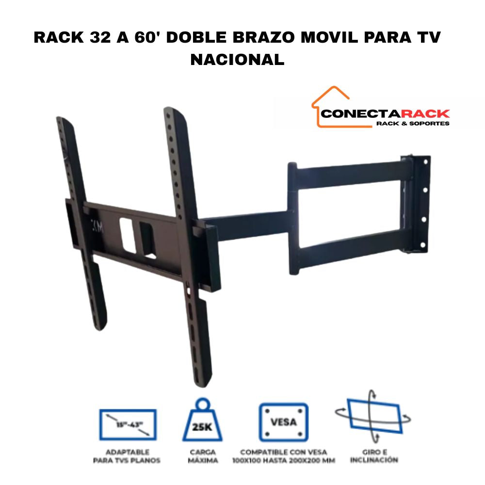 Rack giratorio 02 brazos para tv de 32" a 60"
