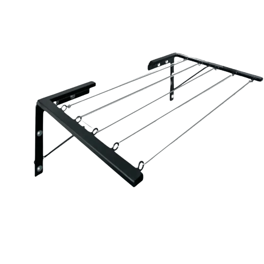 Tendedero Plegable 5 Filas Negro Acero Inoxidable