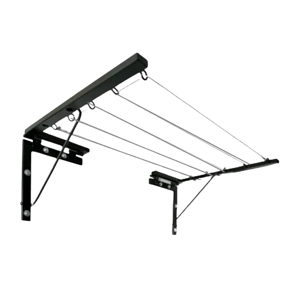 Tendedero Plegable 5 Filas Negro Acero Inoxidable