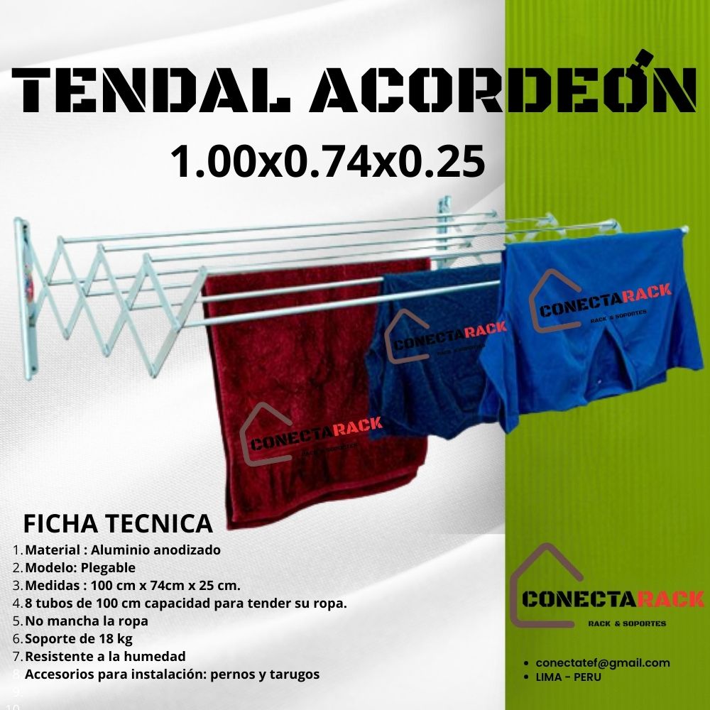Tendedero Plegable ACORDEON de 100 x 74 x 25 cm